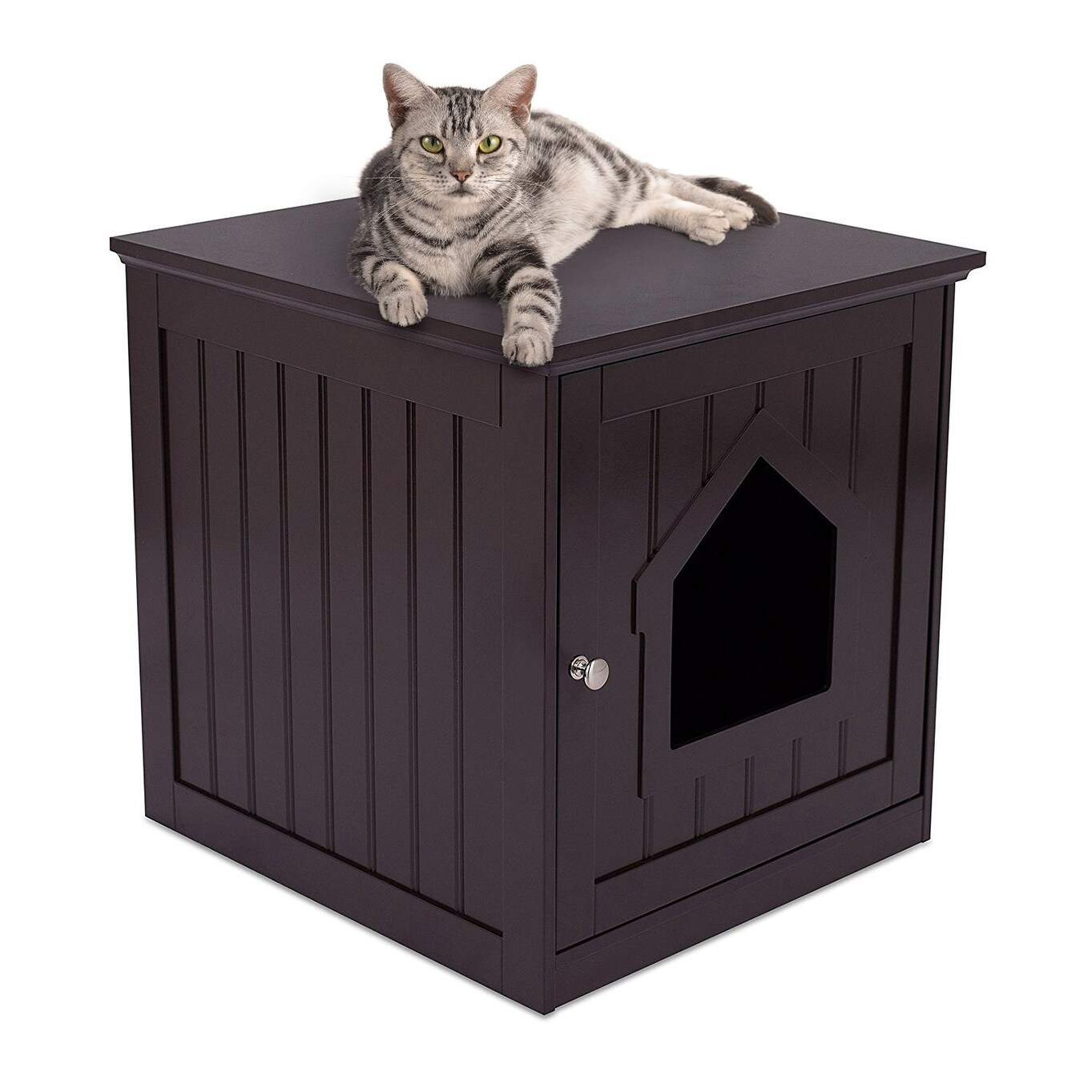 White Litter Box Cover Litter Box Enclosure with Open Shelf and